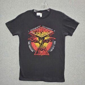 Aftershock Men Shirt Small Black 2022 Sacramento CA Tour Discovery Park Crew Tee
